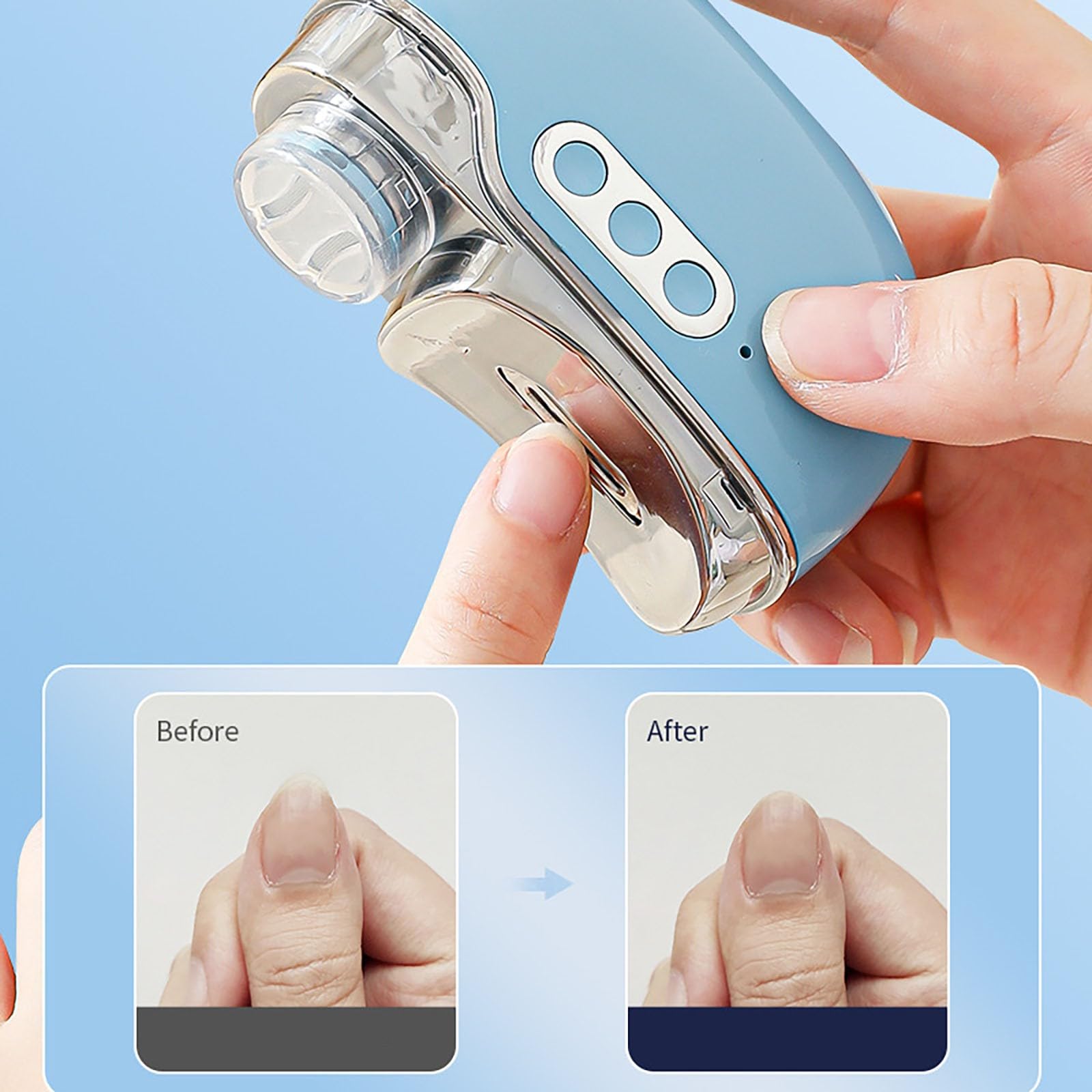 Powerful 3-in-1 Electric Nail Clipper, Potable 3 Speeds Auto Trimmer with Light, USB Rechargeable, Low-Noise Automatic Nail File and Polisher, Toenail Fingernail Tool with Nail Scraps Storage (Black)