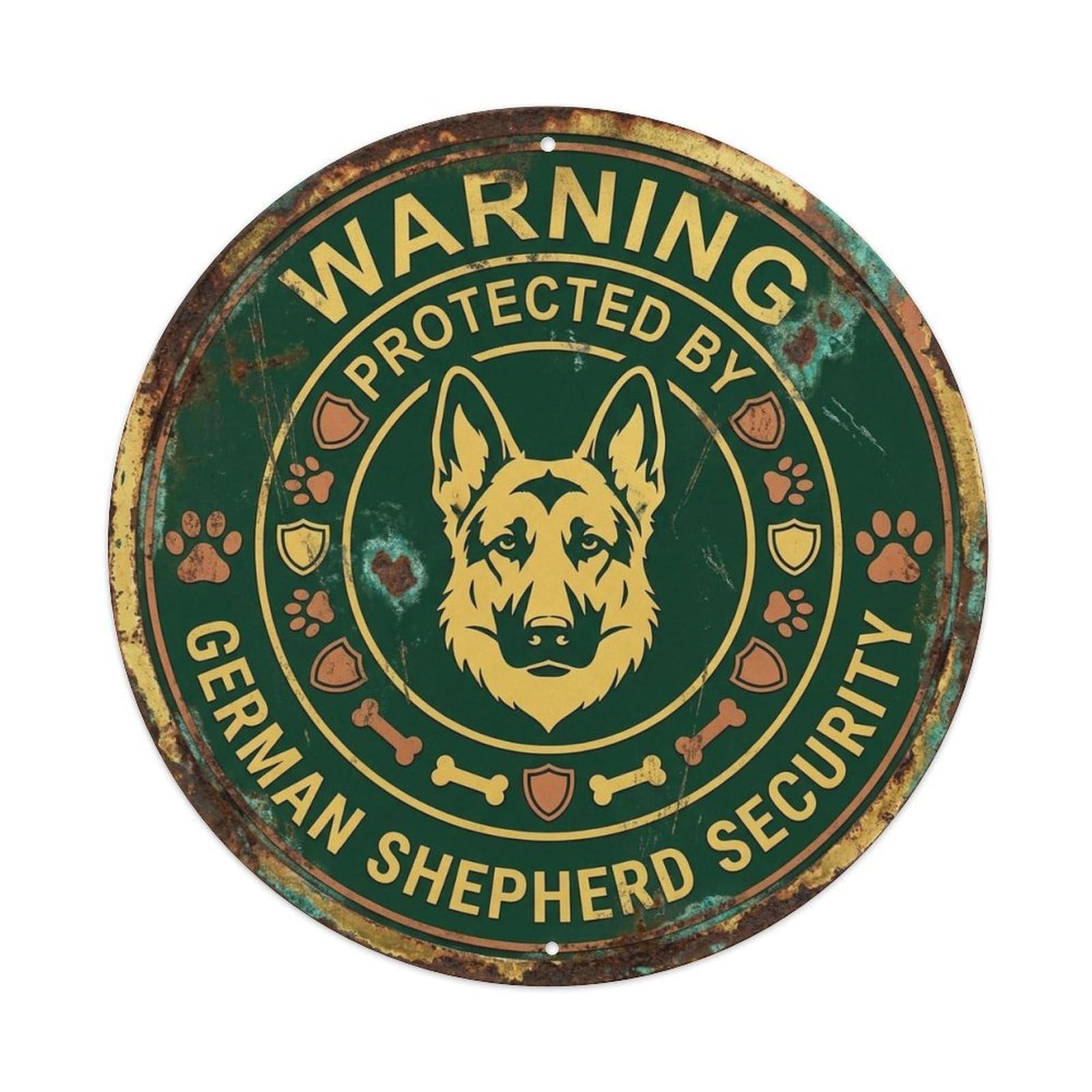 German Shepherd Security Warning Vintage Slate Metal Tin Sign