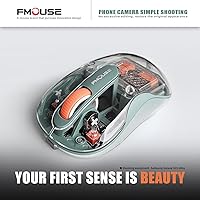 Vista 6 de Interesting Transparent Wireless Mouse, Dual Bluetooth & 2.4GHz for Multi Device, USB-C Receiver Ideal for MacBook/Laptops, Rechargeable, Cool LED