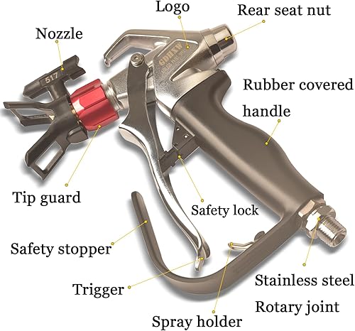 Miniatura 2 de GDHXW Kit de pistola pulverizadora de pintura sin aire G12-PRO con manguera de alta presión de 25 pies para la mayoría de pulverizadores de pintura
