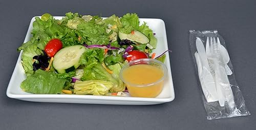 Miniatura 6 de Daxwell kit de cubiertos de peso medio de polipropileno con tenedor, cuchillo, cucharilla, sal y pimienta y servilleta, color blanco (caja de 250)