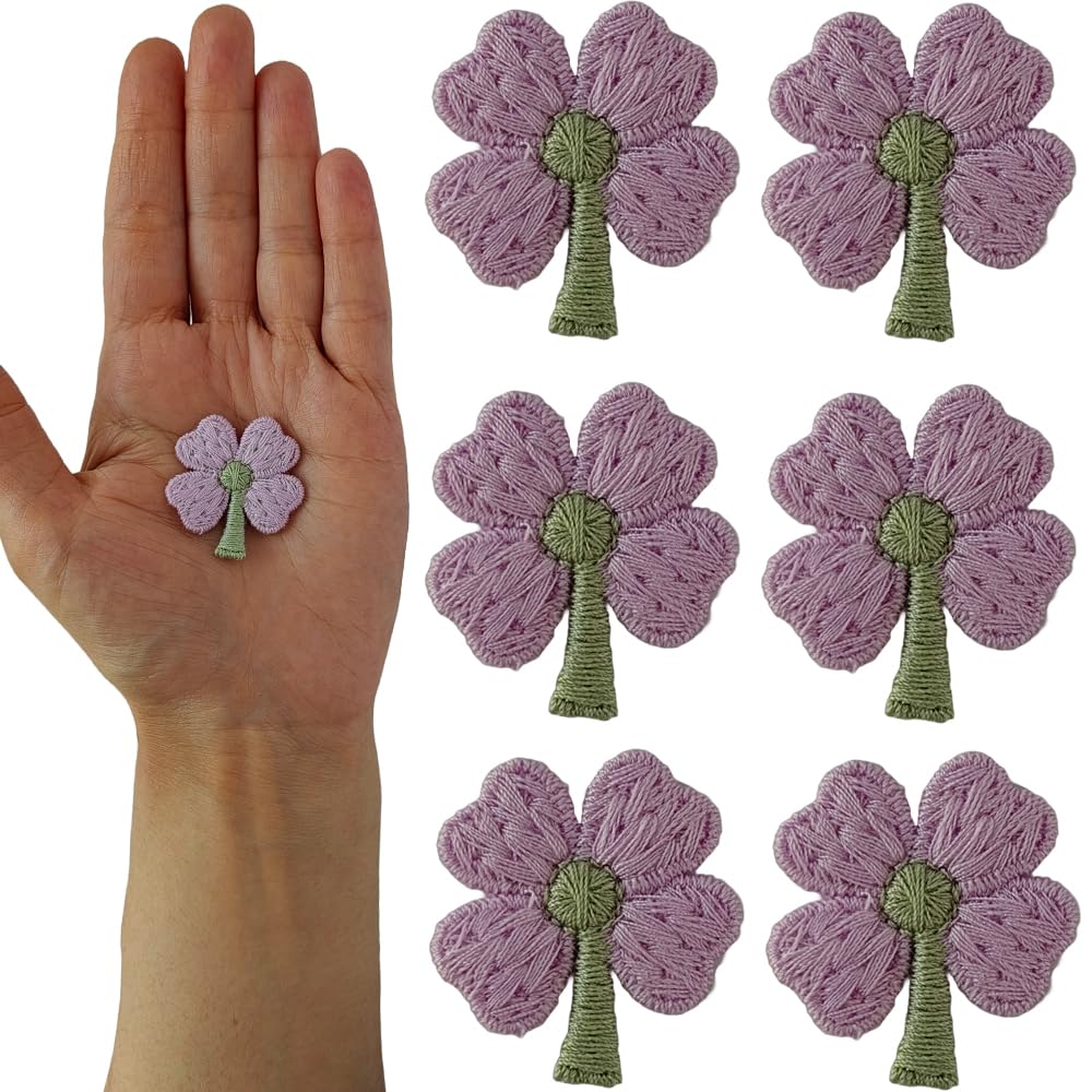 S.A.V.I Floral Embroidered Appliqué Patches, Sew-On, Non-Adhesive, Pack of 6, DIY for Clothes, Dresses, Blouses, Scarves, Hats, Bags, Jackets, Skirts, T-Shirts, Sweaters, Tank Tops (Purple)