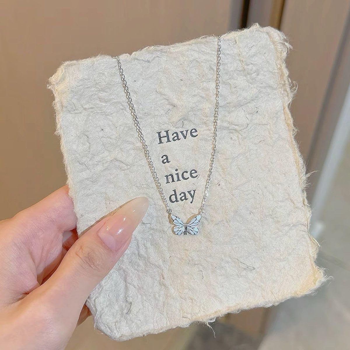 Spevert Glowing Butterfly Fairy Necklace for Women,14K Gold Plated Dainty Titanium Steel Chain Butterfly Pendant Necklaces Jewelry - Image 5