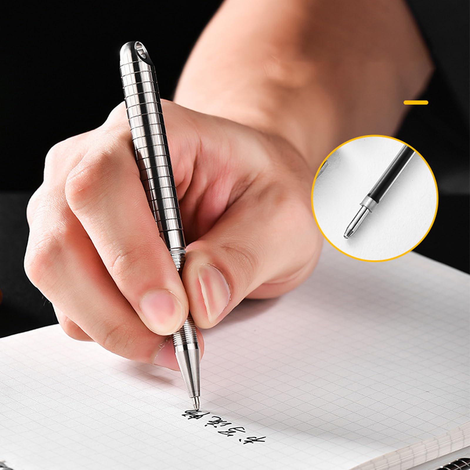 Hamans Titanium Ballpoint Pen EDC Pocket Pen Lightweight Compact Size for Everyday Carry, Silver - Image 3