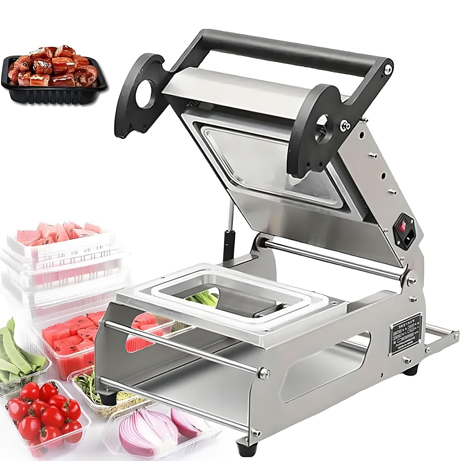 Máquina de sellado manual a presión para envasado de alimentos, sellado térmico eficiente para cajas de comida para llevar y uso en supermercados