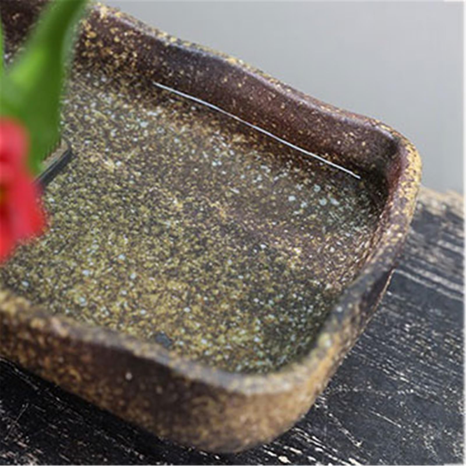 Bandeja decorativa rectangular retro de cerámica para arreglos florales