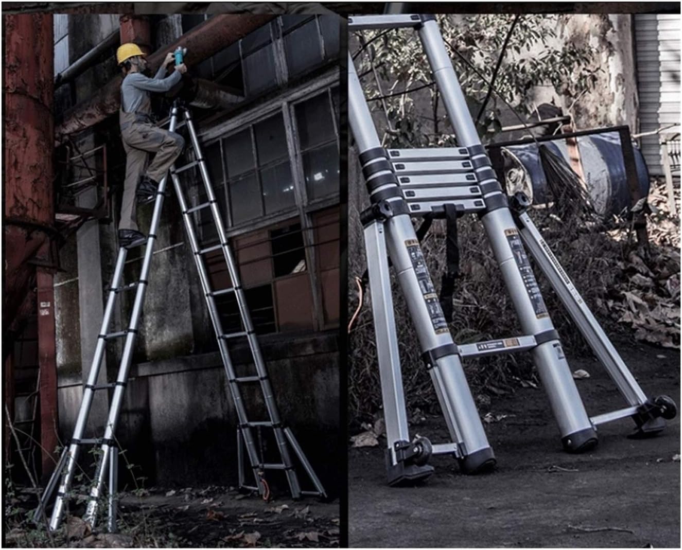 Telescoping Extension Ladder, Telescoping Ladders Telescoping Ladder,13 FT One Button Retraction Aluminum Telescopic Extension Extendable Ladder,330lbs Capacity Ladders (Size : 8ft