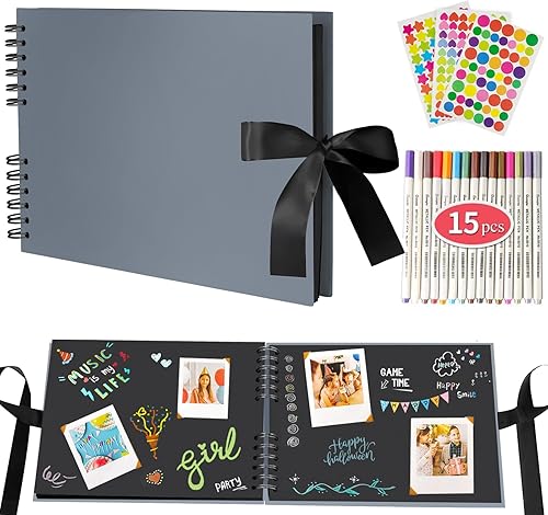 Miniatura 9 de EVNEED Álbum de fotos de 11.5 x 8.5 pulgadas, libro de invitados de boda, aniversario, álbum de recortes, álbum de fotos de boda con kit de