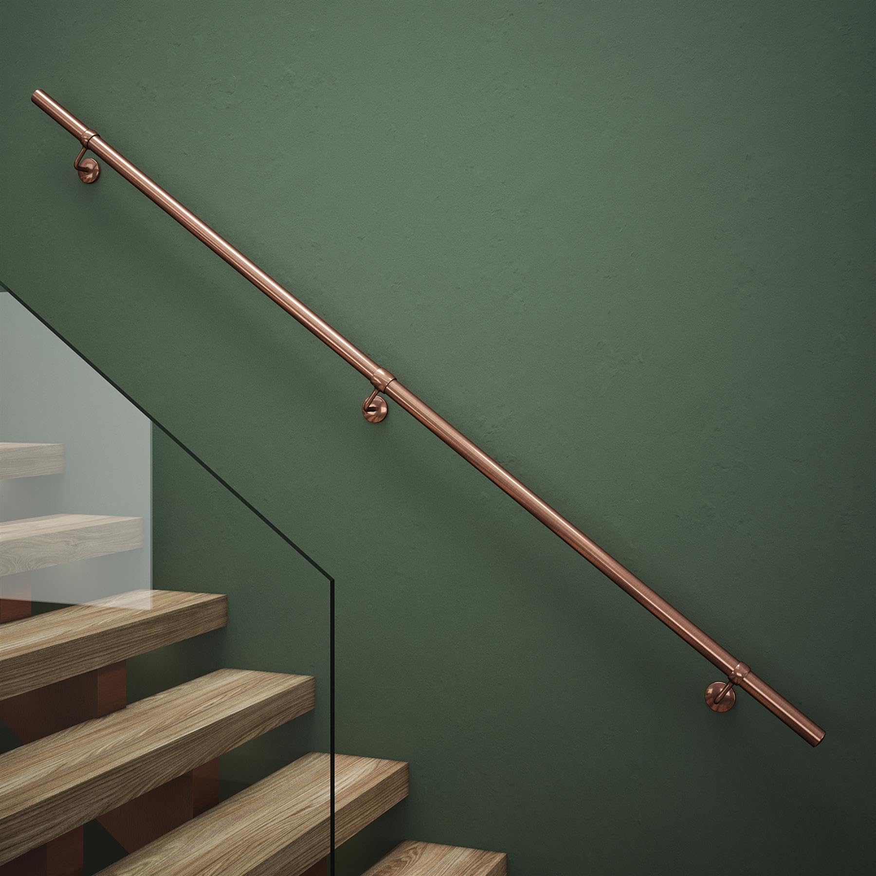 Rothley Antique Copper Stair Hand Rail Kit 2.4M - Internal Staircase Steel Banniser