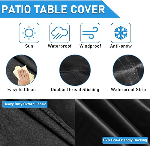 Miniatura 4 de Jungda Funda rectangular para mesa de café al aire libre de 44 pulgadas, fundas impermeables para mesa de patio, funda rectangular resistente para