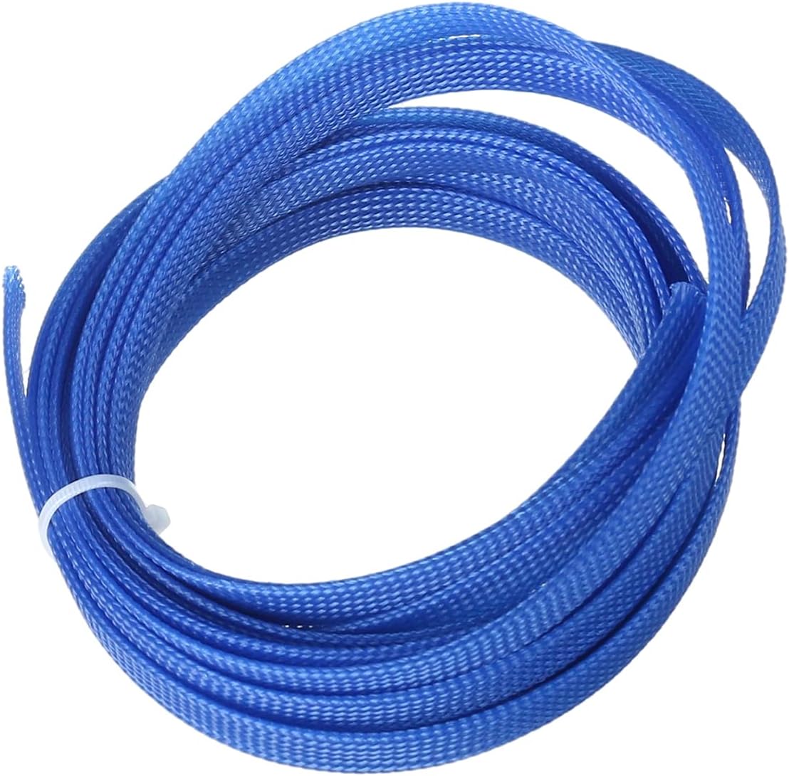 Bettomshin 1Pc 16.4Ft(5m) Cable Management Sleeve, 3/8"(10mm) Width PET Blue Cord Protector, Wire Loom Tube Insulated Split Sleeving for USB Cable Power Cord Organizer Video Cable Hider