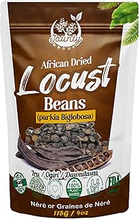 Jaunty Dried Locust Beans powder/African Fermented - 4oz 115 grams | Parkia biglobosa | Salt-Free, Non-GMO Natural Seasoning | MSG-Free | Ideal for All Meals - Ogiri, Dawadawa, Iru