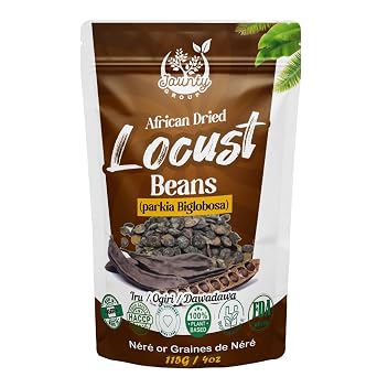 Jaunty Dried Locust Beans/African Fermented - 4oz 115 grams | Parkia biglobosa | Salt-Free, Non-GMO Natural Seasoning | MSG-Free | Ideal for All Meals - Ogiri, Dawadawa, Iru