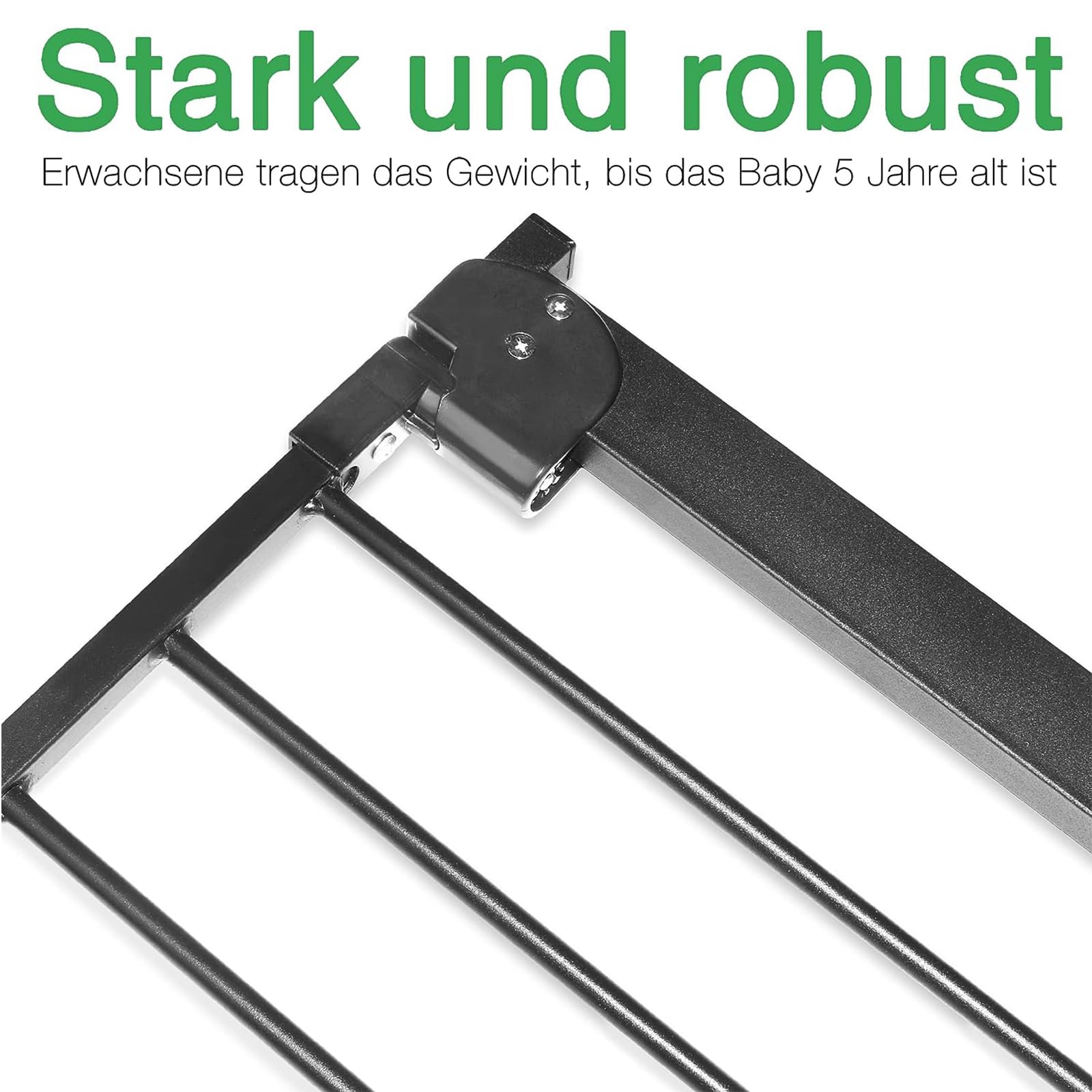 Aufun Rejilla protectora para escaleras, para niños, 180°, rejilla de apertura bidireccional, 95-105 cm de ancho, sin taladrar, rejilla de metal para niños pequeños, color negro