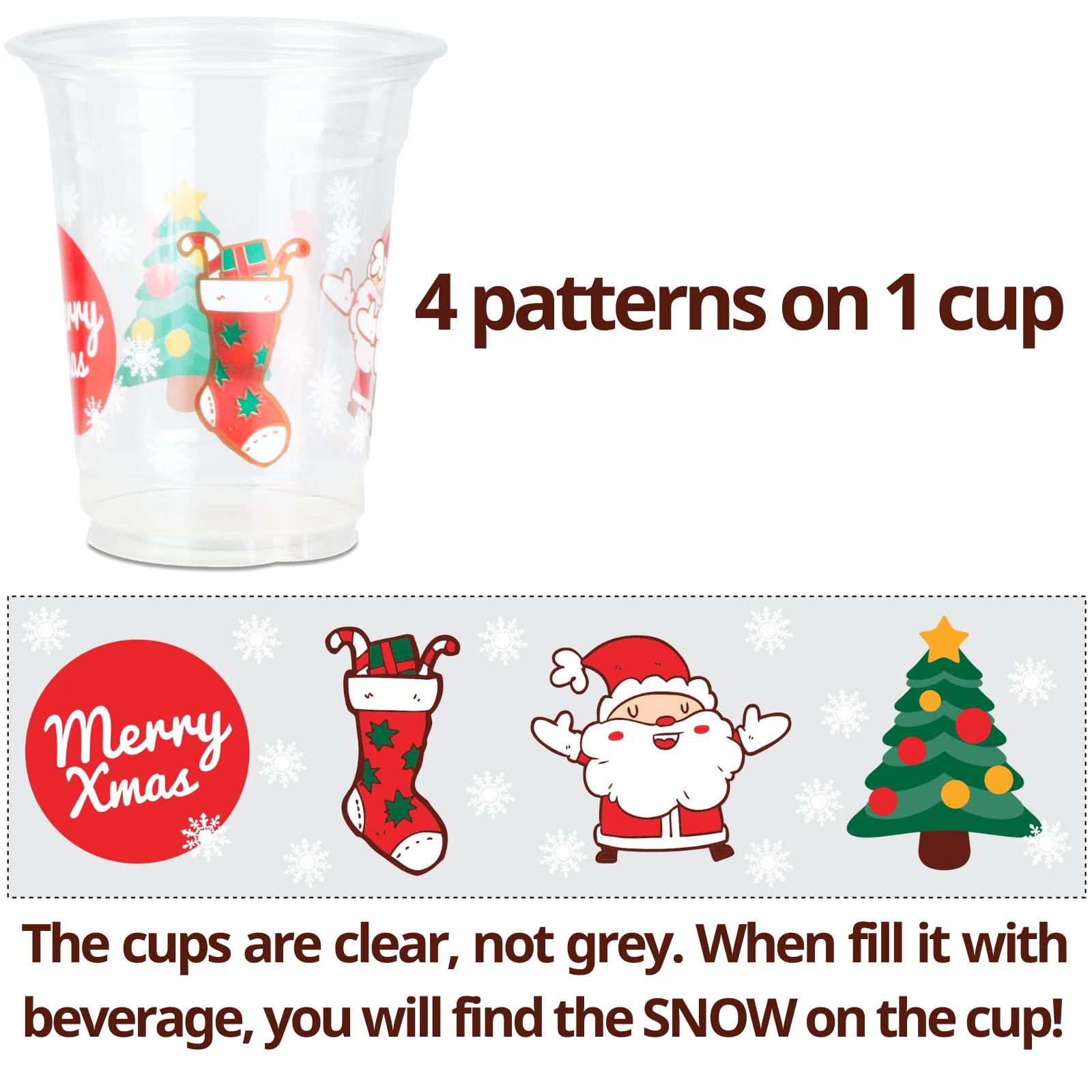 24 Weihnachts-Goodie-Becher 473 Ml – Wiederverwendbar, Mit Deckel & Stecker, Für Party, Geschenke & Deko