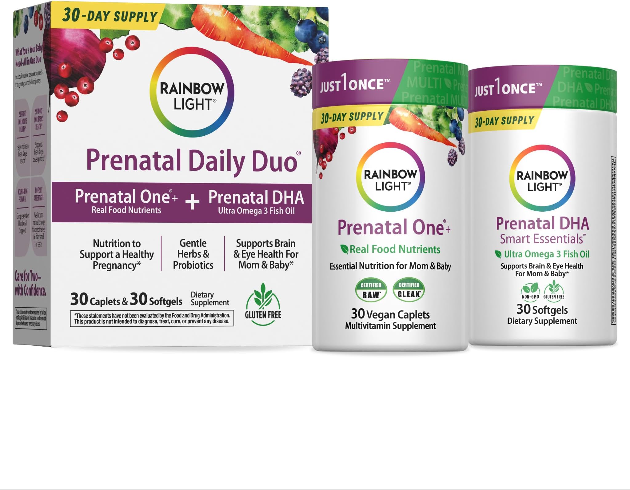 Prenatal DHA Vitamins for Women | 30 Caplets & 30 Softgels | Omega-3 Fish Oil (DHA & EPA) | Support for Mom & Baby