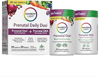 Rainbow Light Prenatal DHA Vitamins for Women | 30 Caplets & 30 Softgels | Omega-3 Fish Oil (DHA & EPA) | Support for Mom & Baby