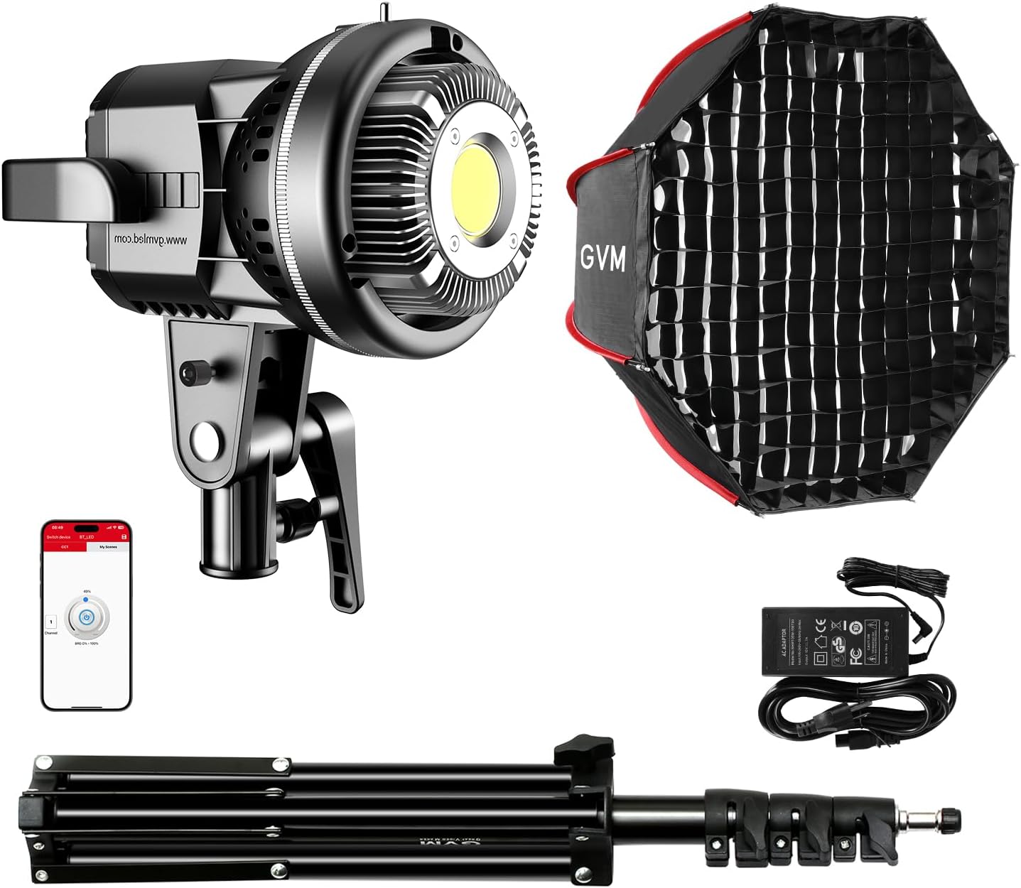 GVM 80W Video Light, Studio Lights for Photography, Softbox Lighting Kit with Bowens Mount, CRI97+ 5600K Colour Temperature , 22in Softbox, Tripod Stand, YouTube, Video, Wedding