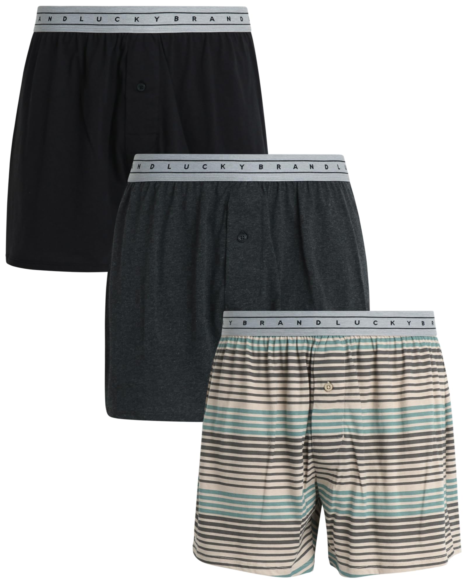 Lucky Brand Men's Boxer Shorts – 3 Pack Knitted Mens Underwear Boxers with Functional Fly - Classic Boxers for Men (S-XXL)