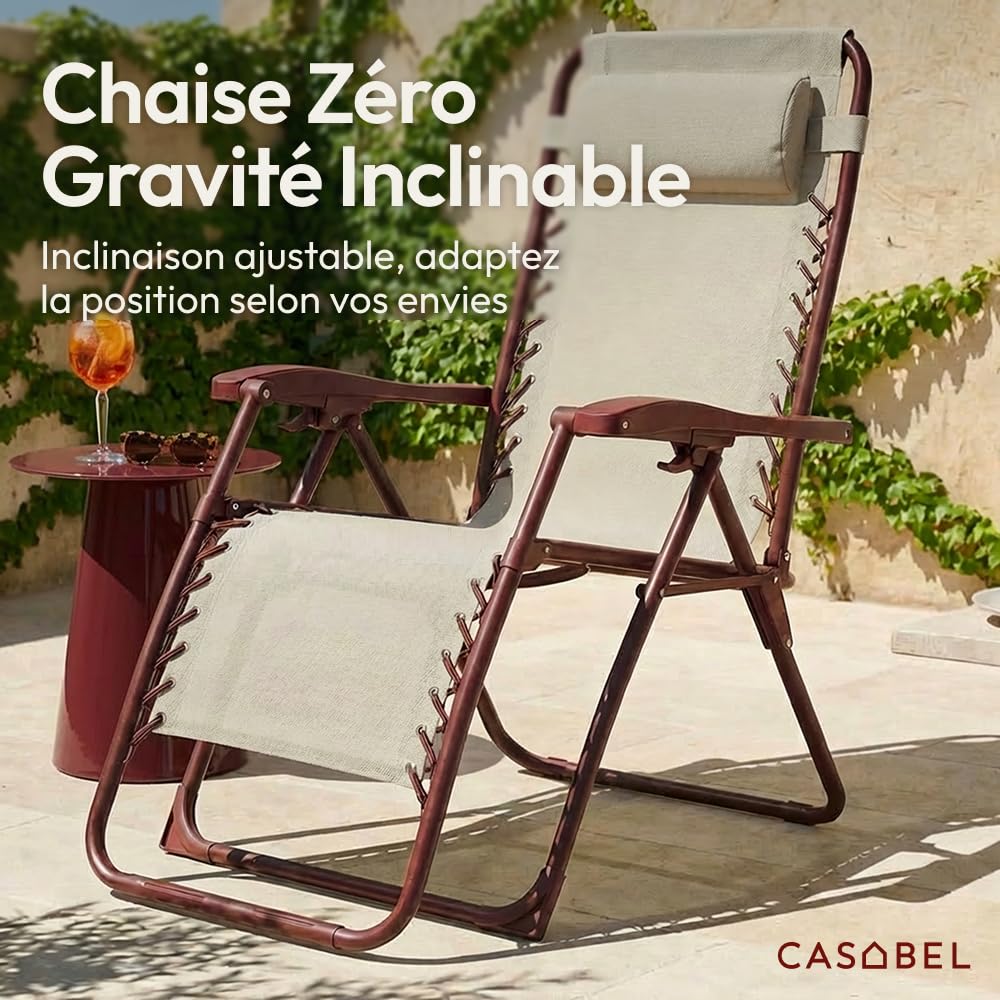 CASABEL Chaise Pliante Zéro Gravité, Terracotta