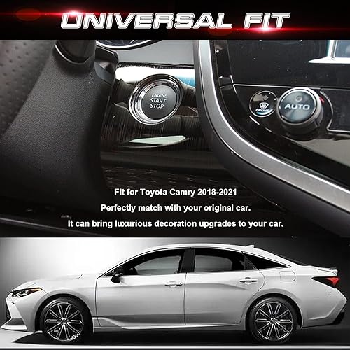 Miniatura 3 de Xotic Tech - Cubierta de marco de botón de arranque de botón de arranque de acero inoxidable negro con alambre de titanio negro compatible con