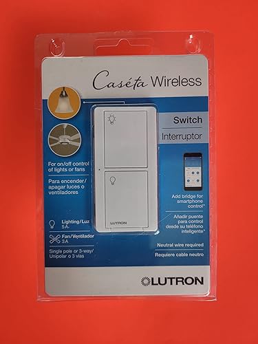 Lutron PD-5ANS-WH-R WIRELS Interruptor WHT 5A, blanco y gris
