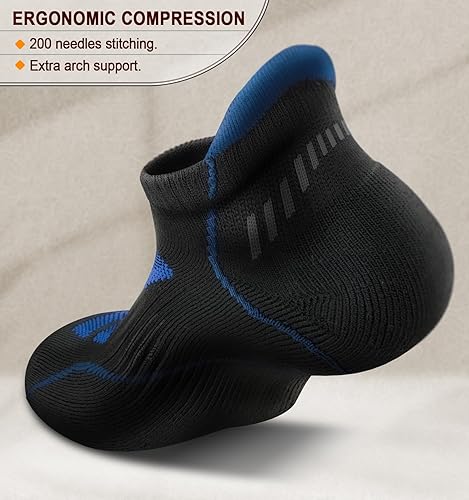 Miniatura 3 de KEMISANT Calcetines de correr para hombre, 6 pares, calcetines de compresión atléticos acolchados para hombres, soporte de compresión para caminar y