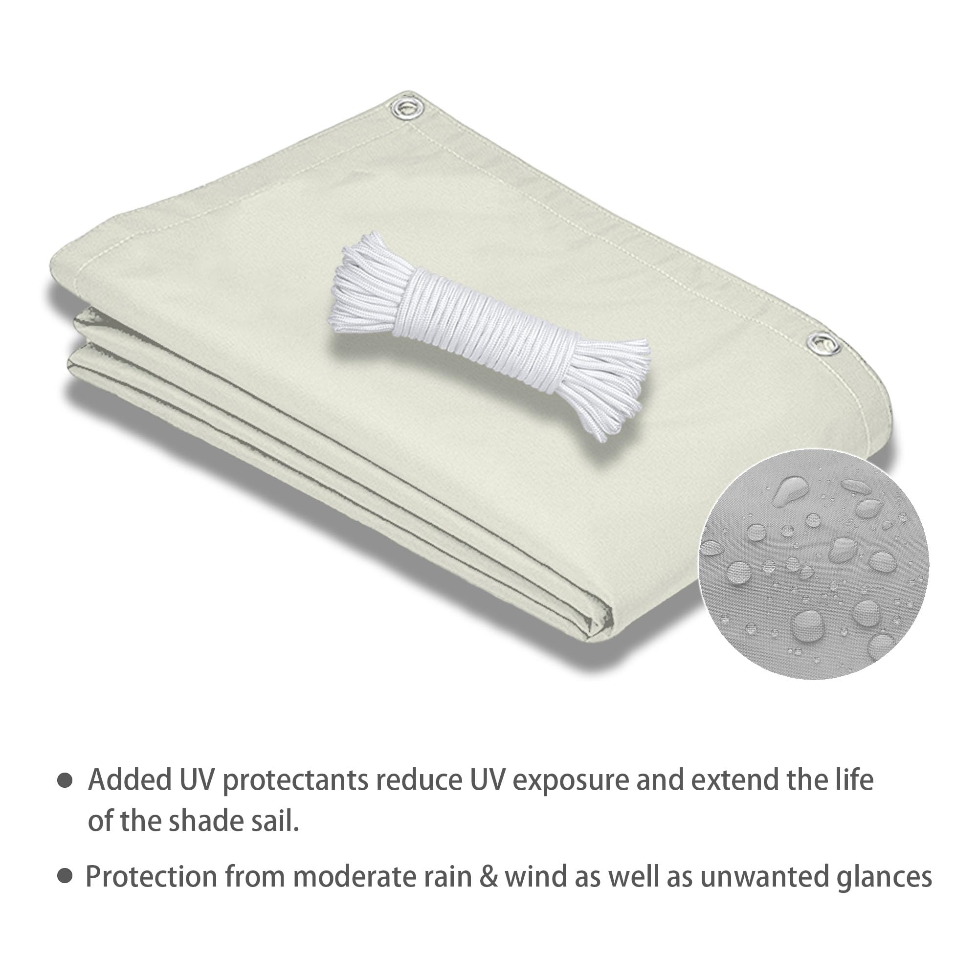 Vela Parasole 200 x 260 cm Protezione Solare Vele Ombreggianti Senza Foratura per Esterno, Giardino e Terrazza, Piscina, bianco