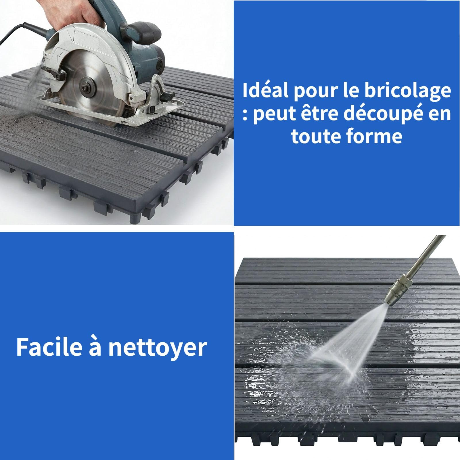 54 pièces Dalles de Terrasse Extérieure Clipsables(30x30cm),Dalles Clipsables Exterieur,Caillebotis Plastique Antidérapant à Drainage Rapide pour Jardin,Piscine,Balcon (54-gris foncé-30x30 cm,TW)