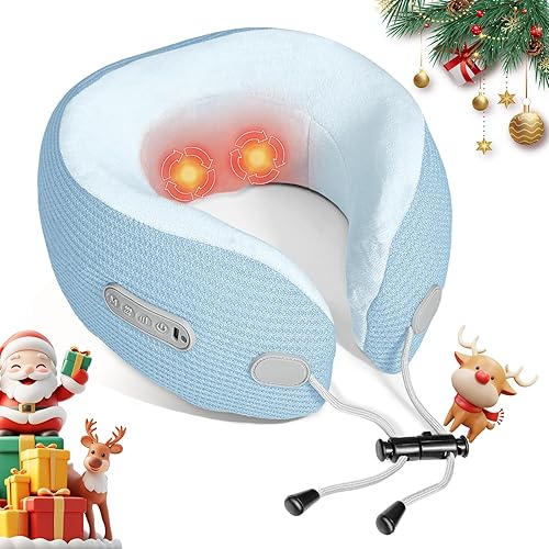 Miniatura 1 de Masajeador eléctrico de cuello, almohada de viaje portátil con masaje y calor, masajeador vibratorio recargable, perfecto para aliviar el dolor en