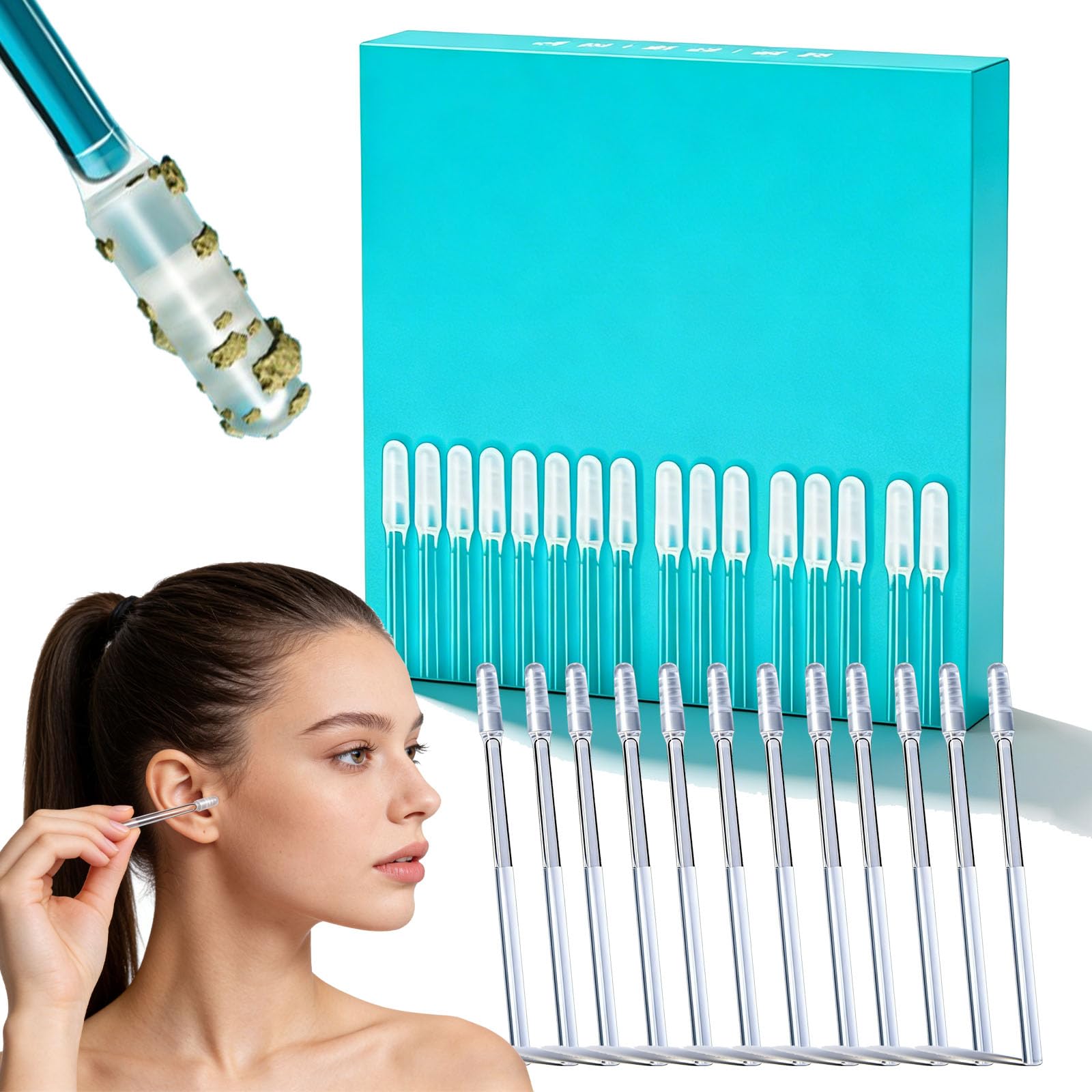 Sticky Ear Cleaning Stick Sticky Ear Cleaners for Adults Gentle Visible Ear Care 48PCS Reusable Earwax Removal Adhesive