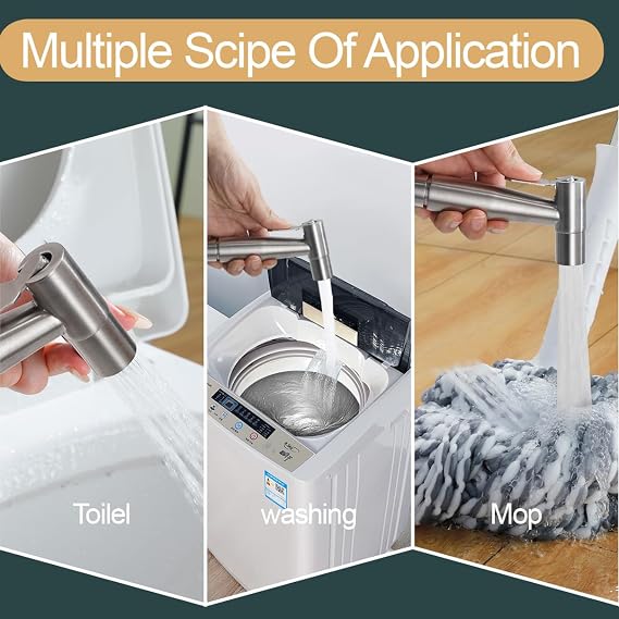 Brushed Nickel Bidet Sprayer Head, Premium Stainless Steel Handheld Shattaf Jet Spray Attachment for Toilet, Multi Purpose Baby Cloth Diaper Sprayer with Adjustable Water Pressure, 1 Pack