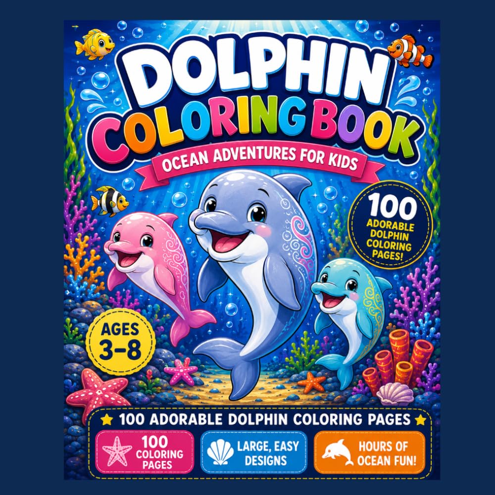 Dolphin Coloring Book: 100 Pages of Coloring Fun