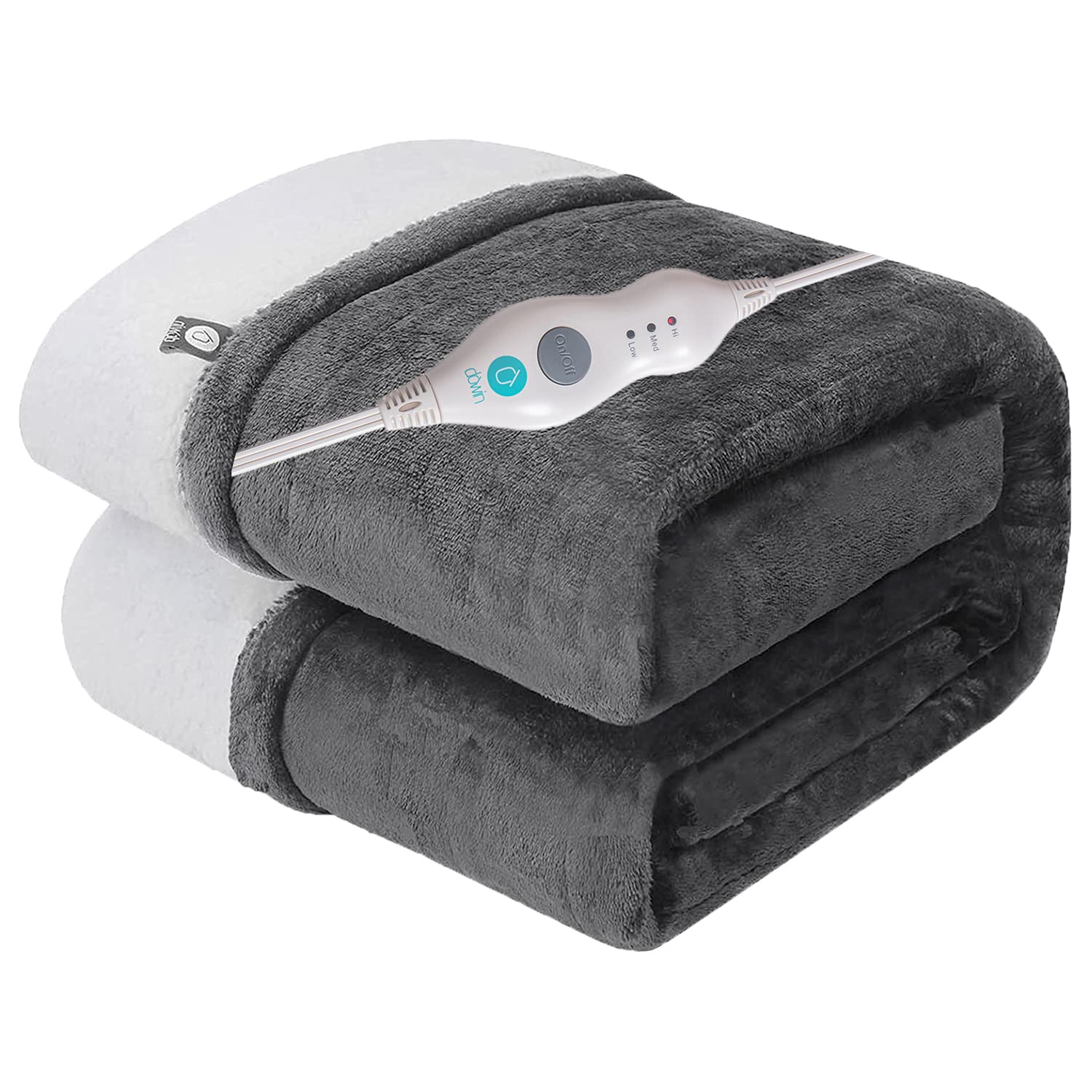 Dowin Heated Throw Blanket Super Cozy Soft Flannel & Sherpa 3 Heating