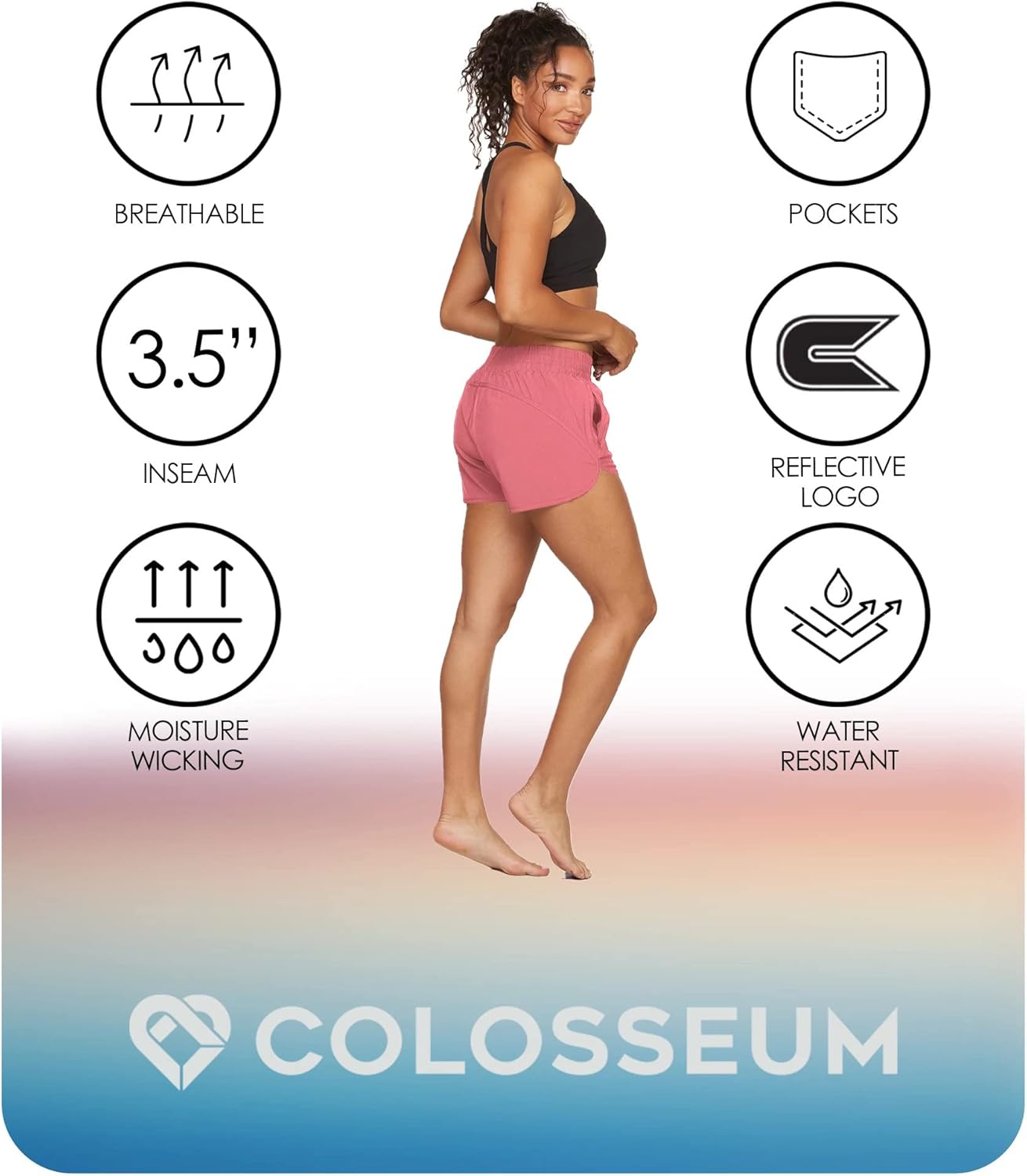 COLOSSEUM Active Women's Annika Moisture Wicking Performance Running Short with Zipper Pockets - Image 5