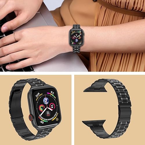 Miniatura 5 de chuangshiji Correa de reloj compatible con Apple Watch de 1.496 pulgadas, 1.575 pulgadas, 1.614 pulgadas, para mujeres y hombres, metal para iWatch