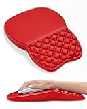 Ergonomic Mouse Pad with Wrist Rest, Comfortable Slope Computer Mouse Mat with Wrist Support, Memory Foam Filling, Non-Slip Silicone Base, Pain Relief, for Gaming & Work, 8 x 12 in, Red