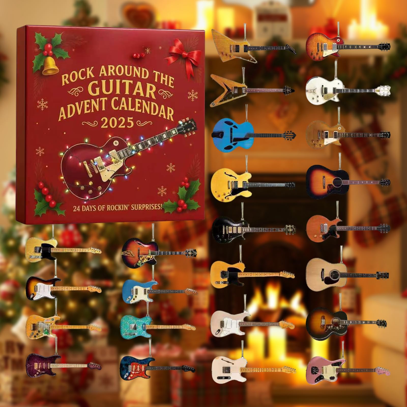 Calendrier De L'Avent 2025 Pour Guitariste - 24 Jours Avec 20 Médiators, Étui Cuir & Boîte Métal - Cadeau Noël Musicien - 7