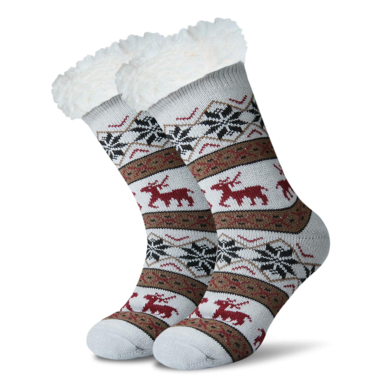 JARSEENCuddly Winter Warm Socks Stopper Socks Slippers Christmas with ABS Non-Slip Women Men