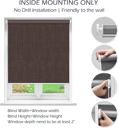 Vista 5 de Persianas enrollables opacas de montaje interior sin taladro, persianas de ventana de alta calidad, protección UV, fácil de instalar, para oficina