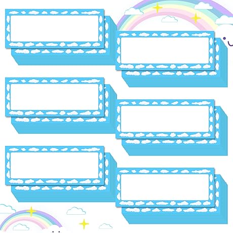 48 Pack Magnetic Dry Erase Labels - 3.94 x 1.57" Sky Clouds Magnetic Name Tags