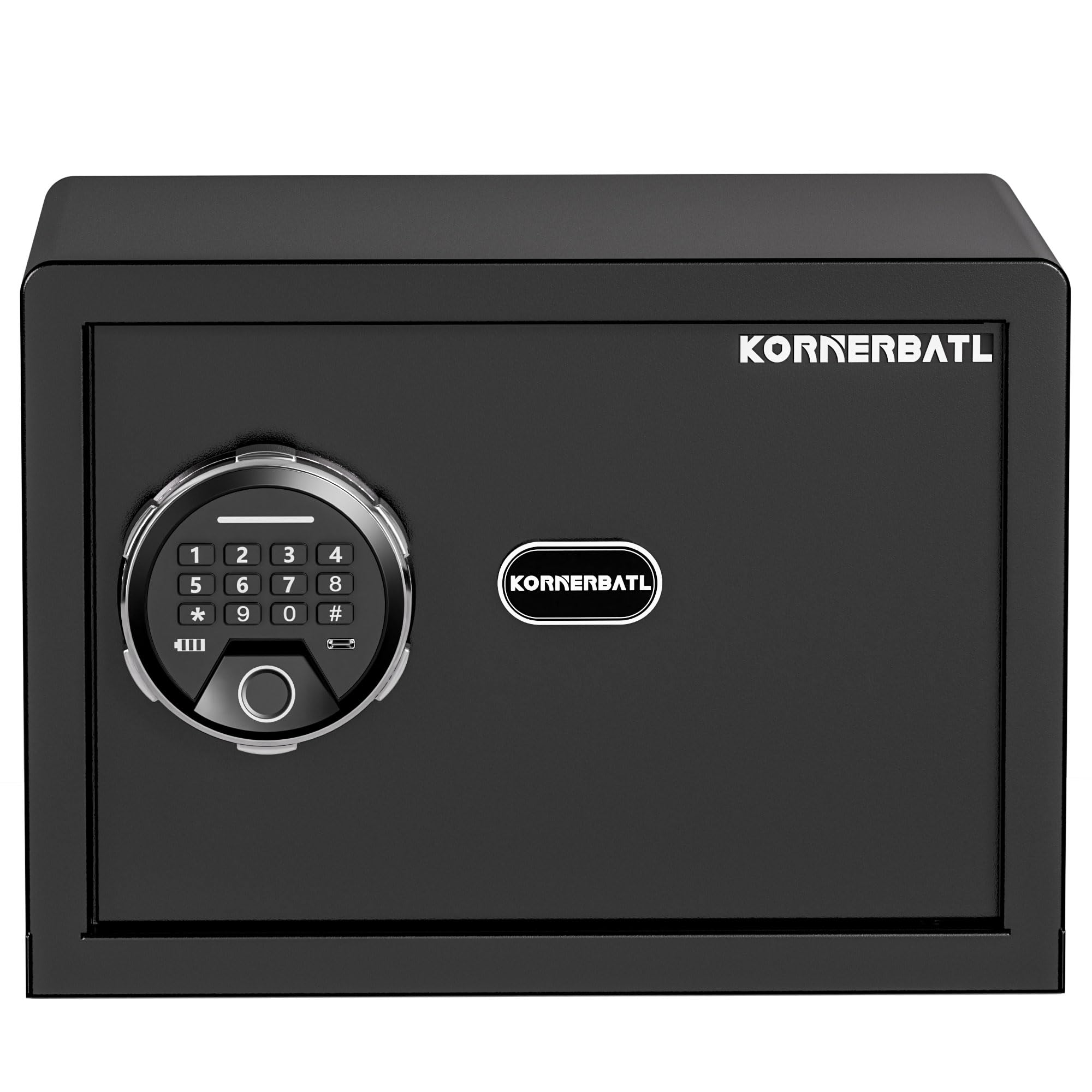KornerBatl Cassaforte biometrica intelligente con serratura per impronte digitali, piccola cassaforte con modalità Silent, tastiera illuminata e luce interna a LED, facile da usare