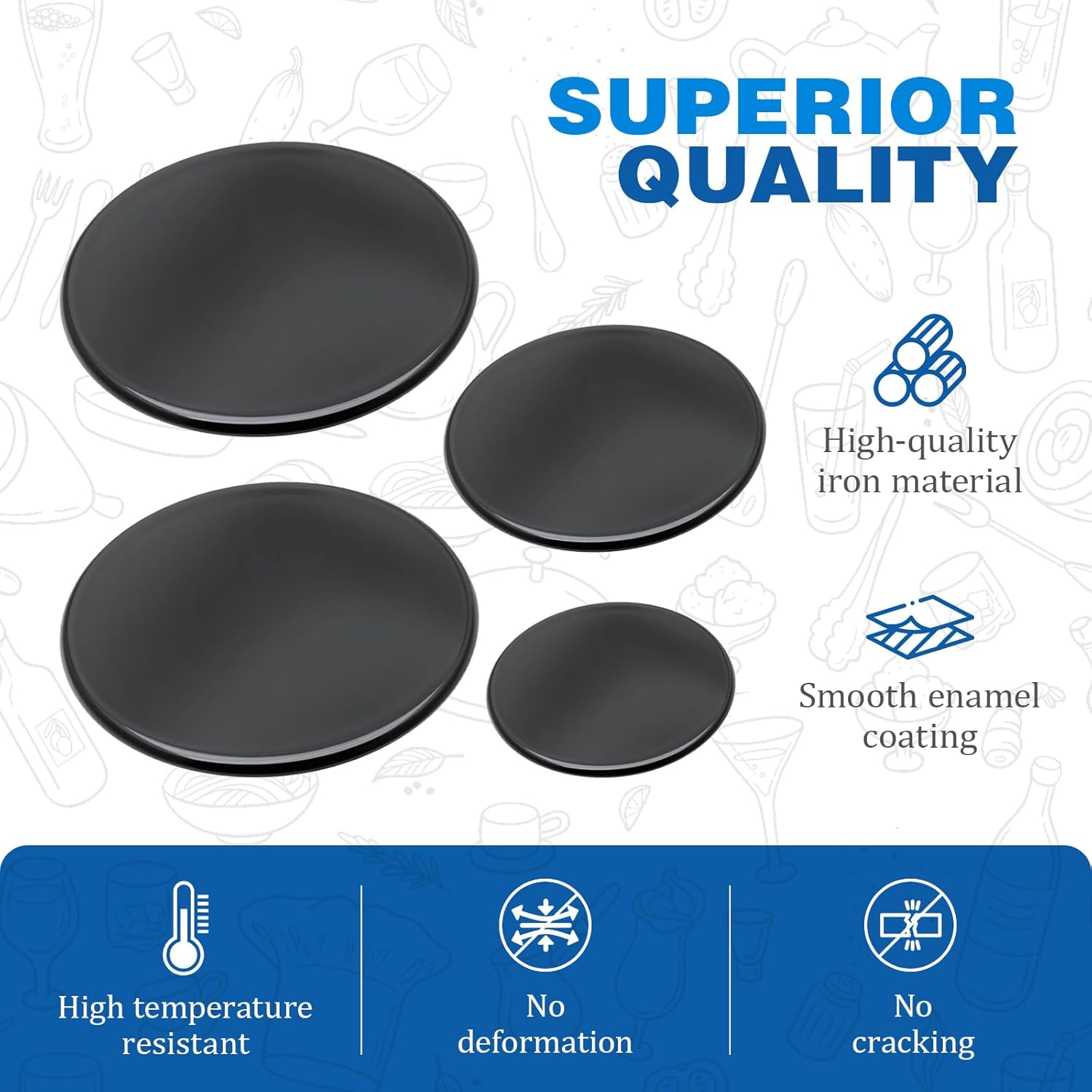 4 PCS Stove Burner Cap Set Compatible With Whirlpool,Maytag,KitchenAid Stoves Replace For AP7192865 W11435570 W11352138 PS16731145 W11605759