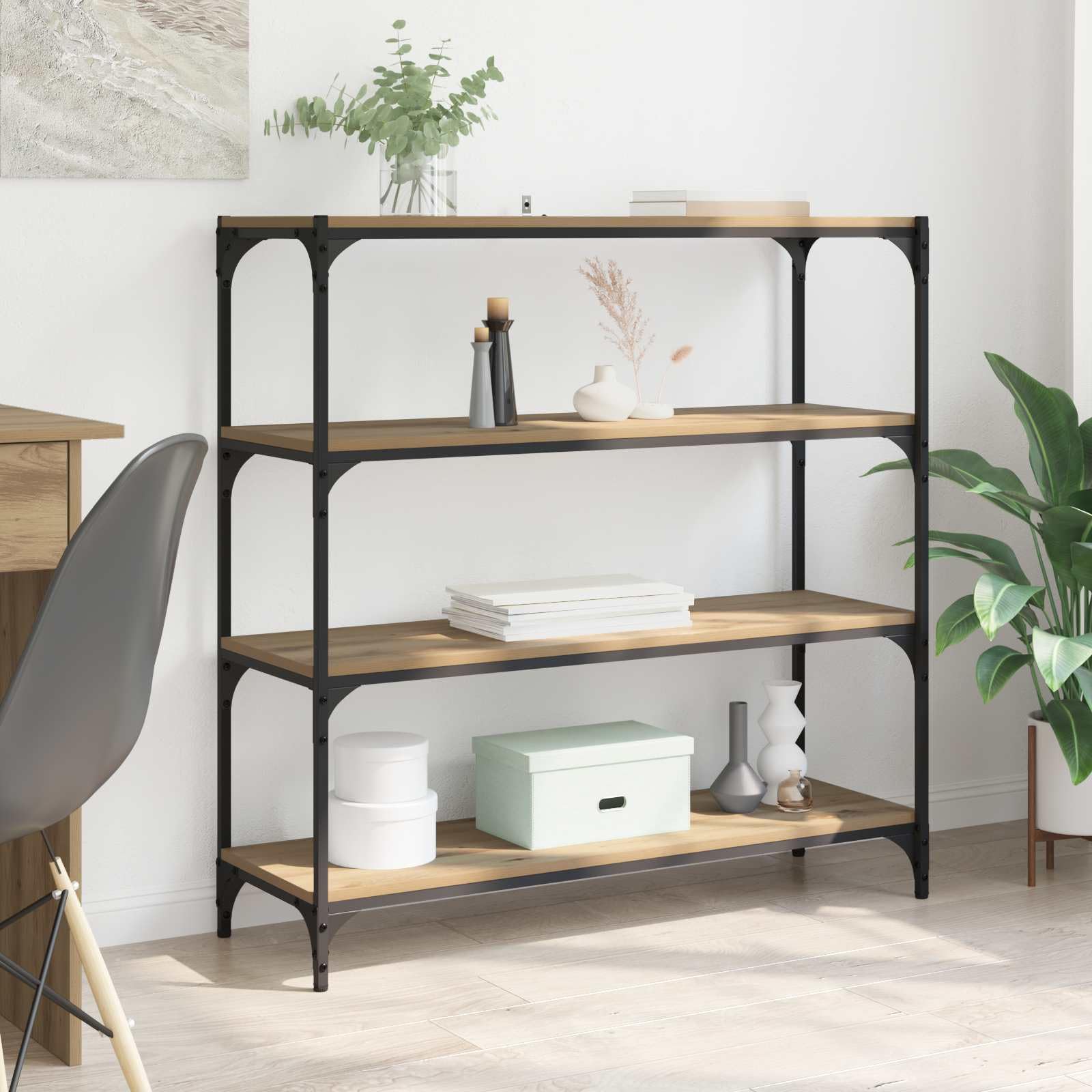 vidaXL Estantería para Libros 3 Niveles 100 x 33 x 100 cm, Estante Rectangular Industrial para Sala, Almacenamiento Amplio, Mueble de Oficina Moderno, práctico y Libre