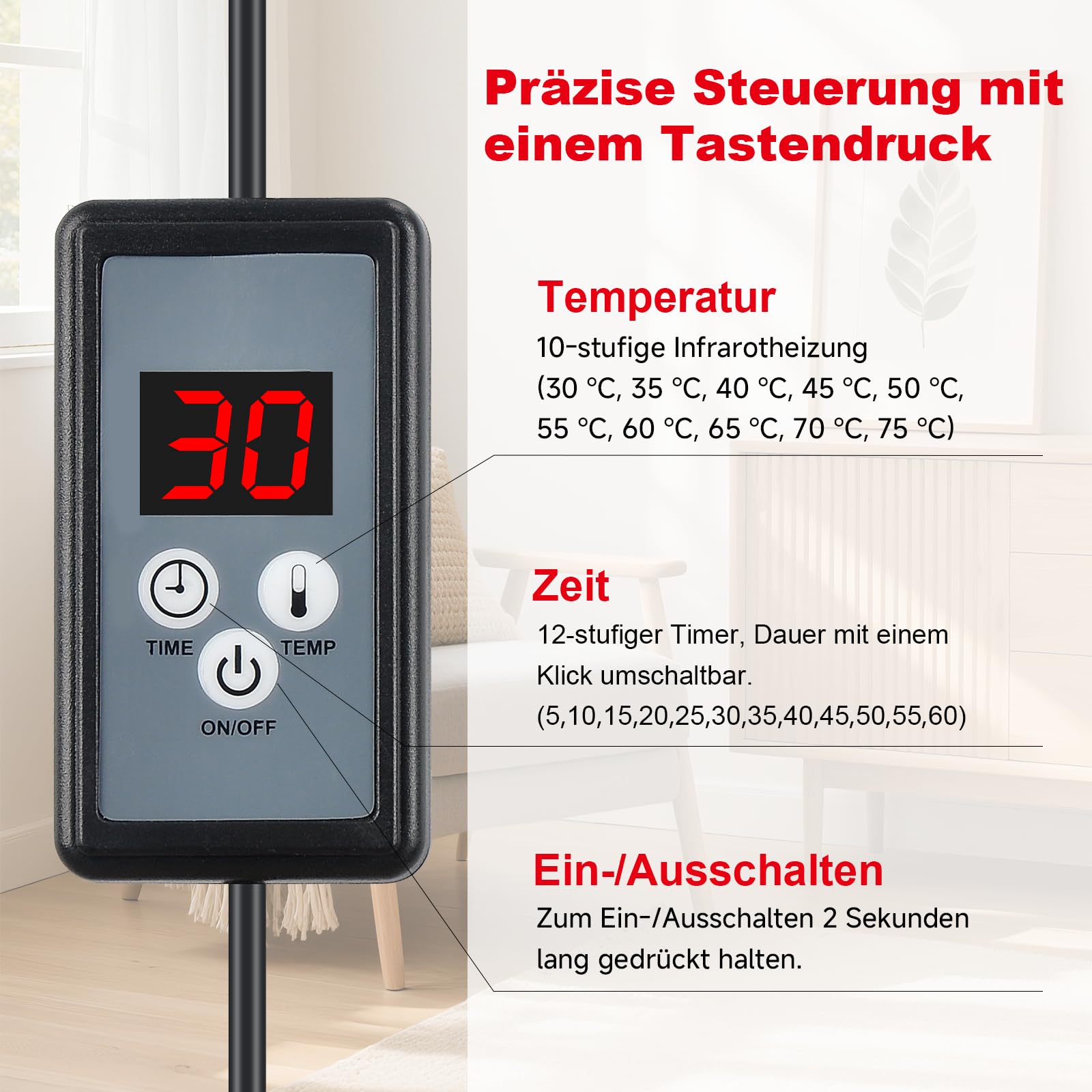 Cozion Wärmelampe 150 Watt Rotlichtlampe Infrarotlicht Temperatur Einstellbar