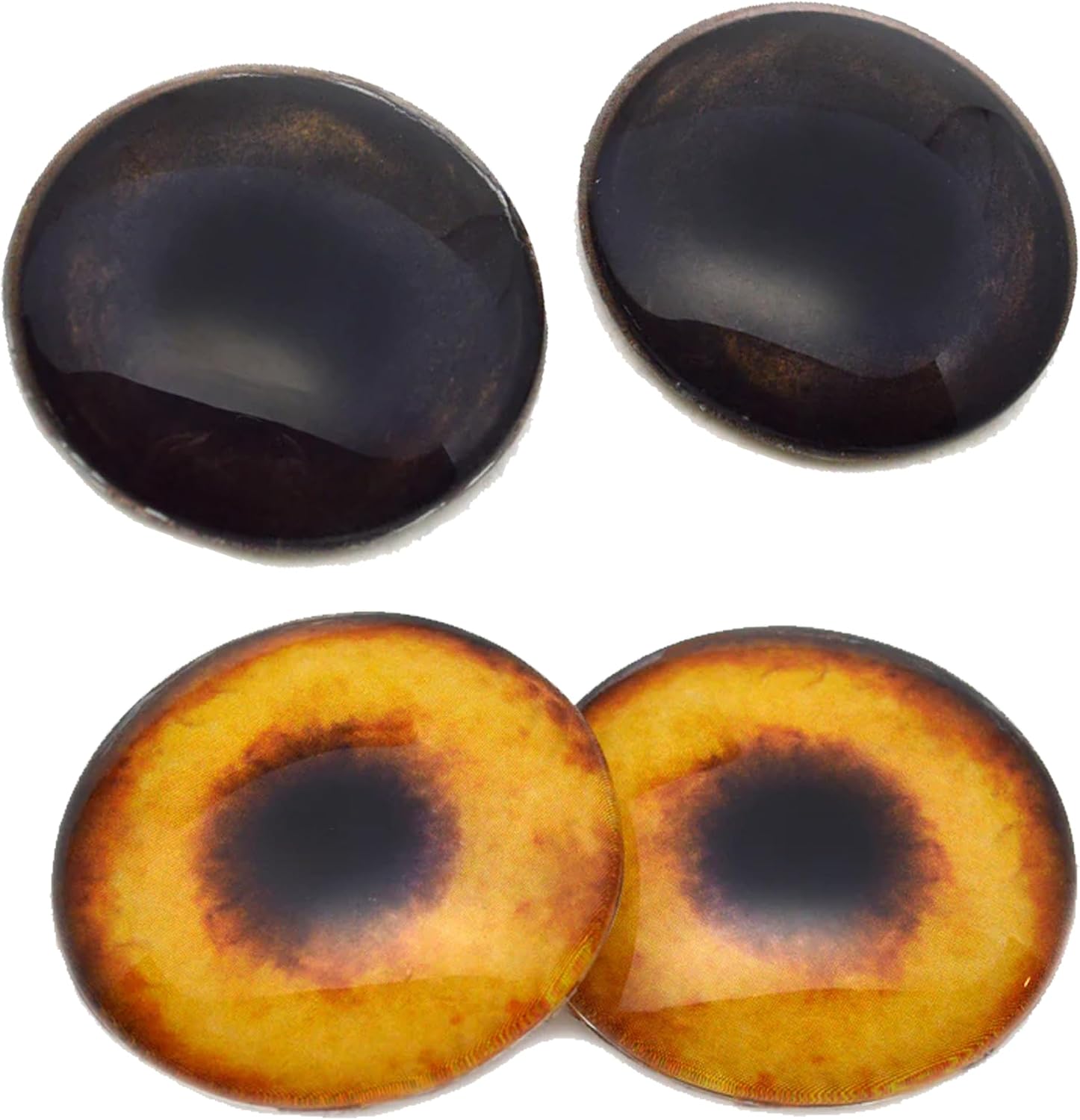 Dog Inspired Bundle - 40mm Dark Brown and Golden Dog Glass Eyes Two Pairs Large Eyes for Polymer Clay Sculptures Faux Taximdery and Crafting Creations