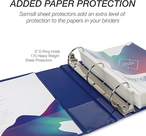 Vista 239 de Samsill Carpeta duradera de 1.5 pulgadas, fabricada en los Estados Unidos, carpeta de anillos en D, carpeta transparente personalizable, surtido