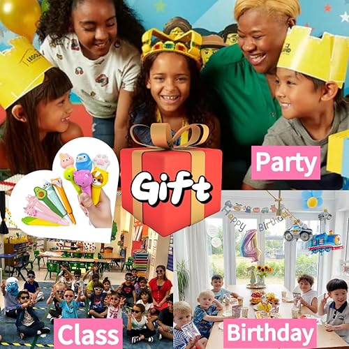 Miniatura 7 de KUNHEHO 12 bolígrafos kawaii con tinta de gel para apretar, animales estacionarios, ideales para aliviar el estrés, lindos bolígrafos de dibujos