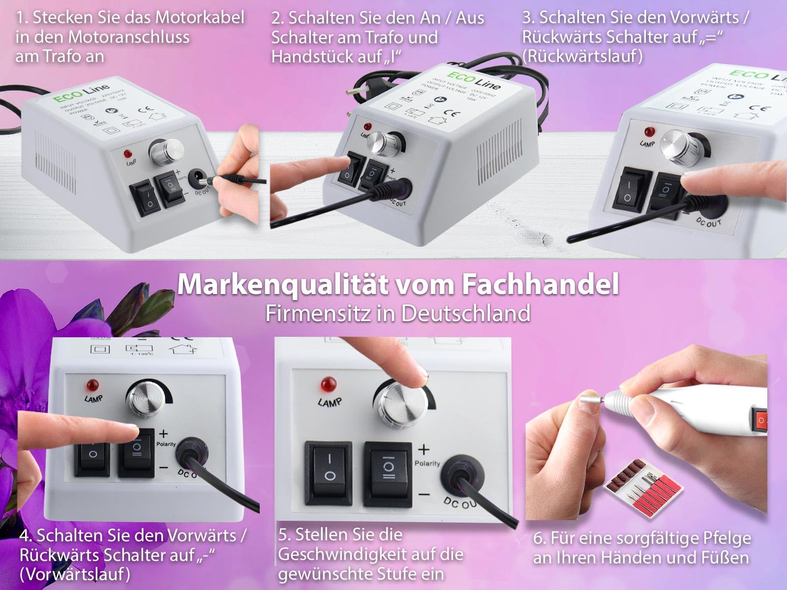 Fußpflegegerät Fräser Komplett-Set Pediküre Schleifgerät für die Fußpflege | Elektrischer Hornhautentferner mit Fußpflegeinstrumenten, Nagelzangen und Nagelfräser-Bits