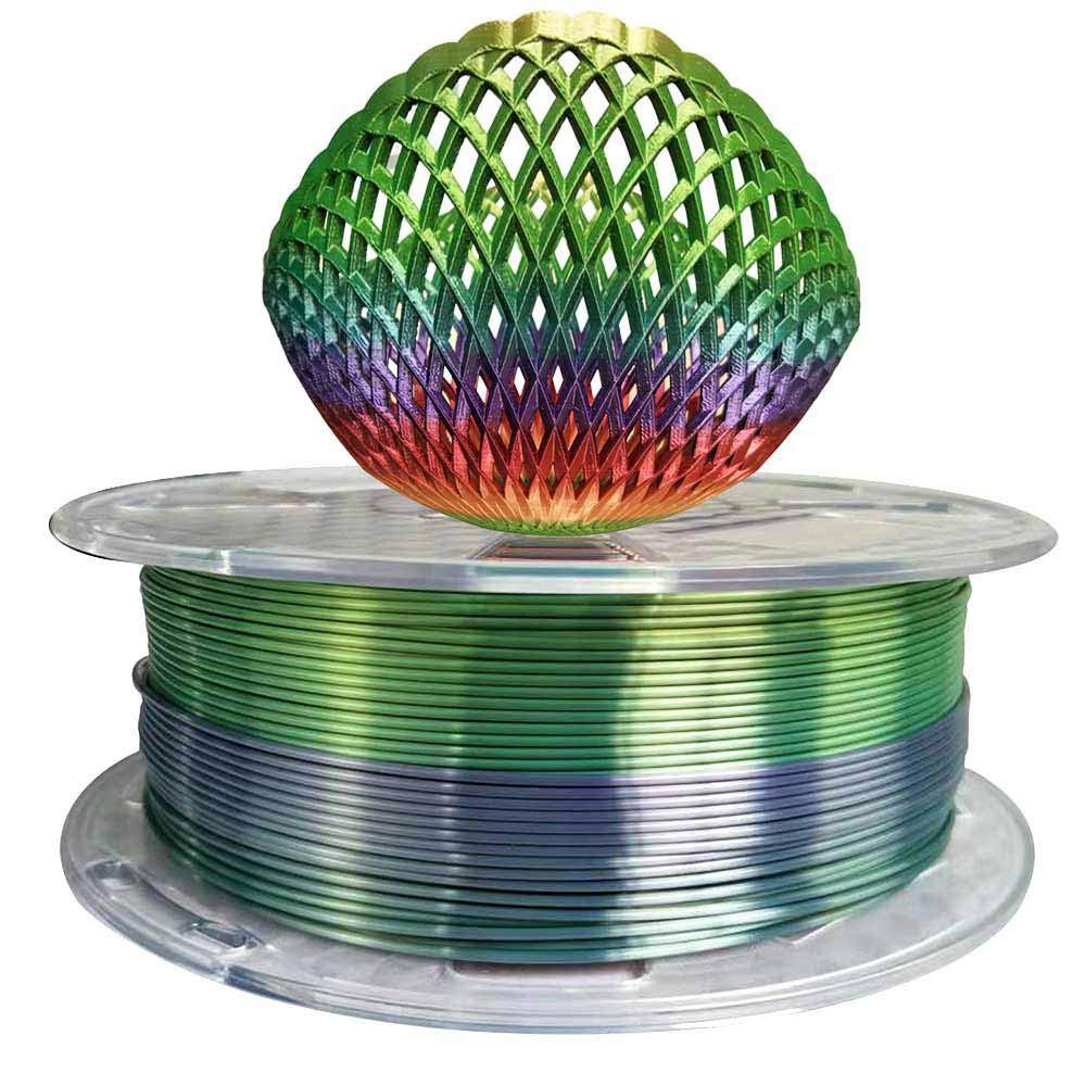 Haiteng Silk Rainbow PLA Filament 1KG 1.75mm 3D Printer Filament FDM 3D Printing Materials Multi-Color Gradient Filament-image-5